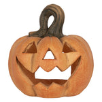 Oranje keramieken Halloween pompoen van Clayre & Eef met uitgesneden gezicht 25 cm