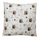 Beige herfstkussen van 45 × 45 cm met eekhoorns en botanische print