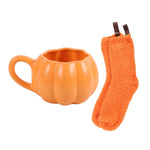 Oranje pompoen mok met losse One Size fluffy sokken