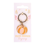 Roze en oranje pompoen sleutelhanger op Pretty Pumpkin kaartje