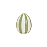 Groen gestreept keramisch decoratie-ei van 13 cm, vrolijk paasaccent voor op tafel of in de vensterbank.