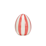 Roze met wit gestreept keramisch paasei, 13 cm hoog, handbeschilderde look voor een frisse voorjaarsstijl.