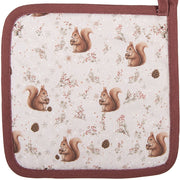 Pannenlap eekhoorn met herfstprint in bruin en beige