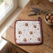 Herfst pannenlap met eekhoorns en bloemen 20 x 20 cm