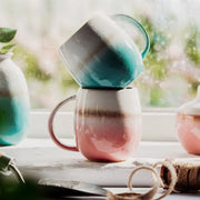 keramische koffiemokken set turquoise roze mokken modern servies koffie thee kopjes stijlvolle mokken