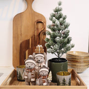 Glazen theelichthouder met winterbos