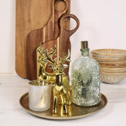 Groen glazen kandelaar met hert