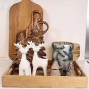 Set van 2 witte keramieken rendieren