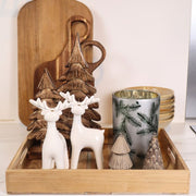 Glazen kaarsenhouder met dennentakken