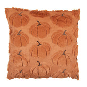 Oranje herfstkussen van 45 × 45 cm met zachte pompoenen in reliëf