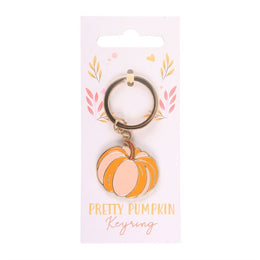 Roze en oranje pompoen sleutelhanger op Pretty Pumpkin kaartje