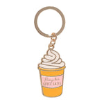 Metalen sleutelhanger in de vorm van een Pumpkin Spice Latte
