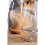 set van 2 glazen vazen beige marmerlook verschillende hoogtes moderne vazen woonkamer styling glas