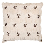 Zacht beige sierkussen met pluizige pompoenen en donkerbruine details