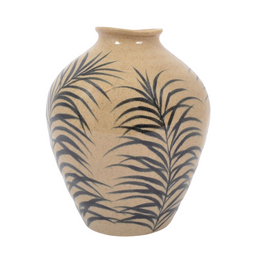 Keramische vaas met bladmotief 28 cm – Terra Home
