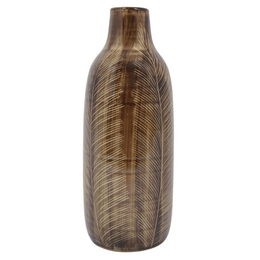 Keramische vaas zandkleur met bladmotief 38 cm – Terra Home