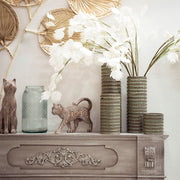 Keramische vaas groen-bruin reliëf  23 cm – Green Oase