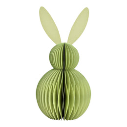 Groene honeycomb paashaas van 20 cm hoog, een moderne papieren decoratie voor een fris lente interieur.