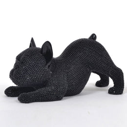 Zwart hondenbeeldje met glinsterende details – 19 cm
