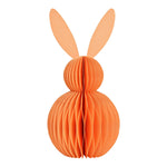 Grote peach / oranje paashaas met honingraatstructuur van 30 cm hoog, een duurzame en moderne papieren honeycomb decoratie voor Pasen