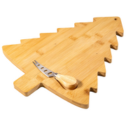 Serveerplank kerstboomvorm – bamboe met kaasmesje