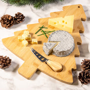 Serveerplank kerstboomvorm – bamboe met kaasmesje