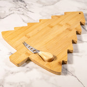 Serveerplank kerstboomvorm – bamboe met kaasmesje