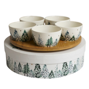 Set van 5 kommetjes met bambooschijf – Frosted Forest
