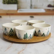 Set van 5 kommetjes met bambooschijf – Frosted Forest