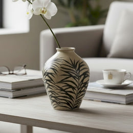 Keramische vaas met bladmotief 22 cm