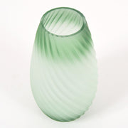 Groene glazen vaas met spiraalpatroon – 30 cm