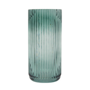 Groene glazen vaas met reliëf - 20 cm