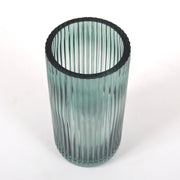 Groene glazen vaas met reliëf - 20 cm
