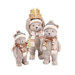 Kerstberen set – 3-delige decoratieset met gouden accenten