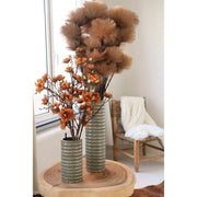 Keramische vaas groen-bruin reliëf  23 cm – Green Oase