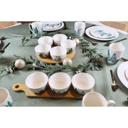 Set van 3 kommetjes met bambooplank – Frosted Forest