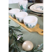 Set van 3 kommetjes met bambooplank – Frosted Forest