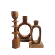 Houten kandelaar met ovale opening – 19 cm