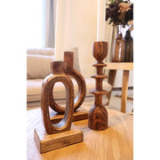 Houten kandelaar met ovale opening – 19 cm