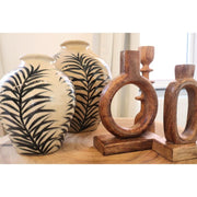 Houten kandelaar met ovale opening – 19 cm